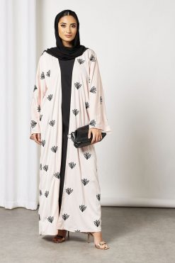 Pink Embroidered Bisht With Dress