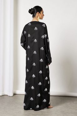 Bsi3614 4 Black Embroidered Bisht With Dress