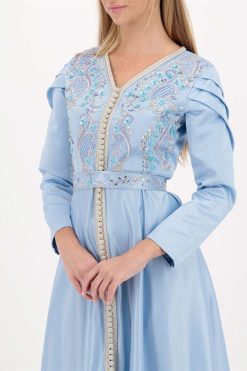 BAHI 000004 4 Blue Satin Kaftan