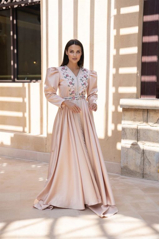Pink Design Dress With Belt