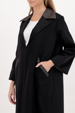 BAHI 000012 3 Black collerline Abaya
