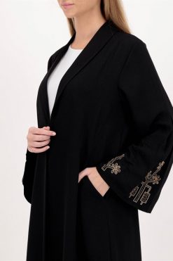 BAHI 000013 4 Black Abaya Emb
