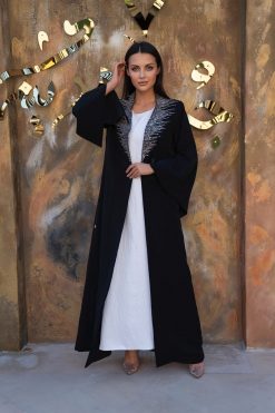 BAHI 000015 6 Black Abaya Metale EMB