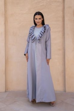 BAHI 000016 3 Grey Abaya With Dress