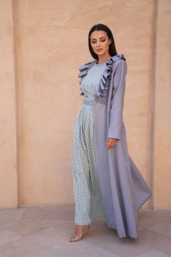 BAHI 000016 6 Grey Abaya With Dress