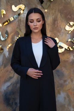 BAHI 000018 3 Black Shawal coller Abaya