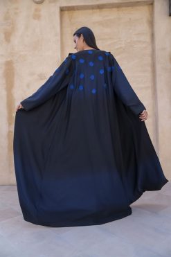 BAHI 000021 3 Black and blue Flower Abaya