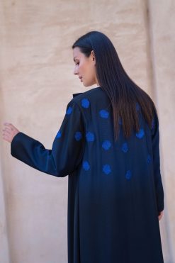 BAHI 000021 4 Black and blue Flower Abaya