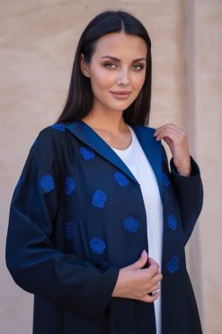 BAHI 000021 5 Black and blue Flower Abaya