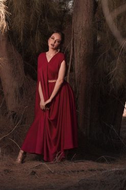ECS 22100 3 Drape Red Kaftan