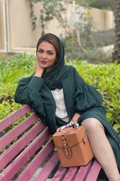 MOIS 22100 6 Green Linen Abaya