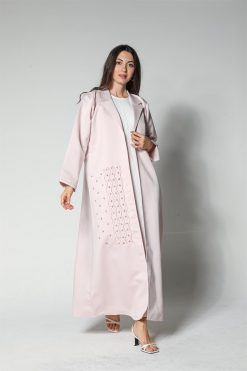 MOI012222 3 Embellished Pink Abaya