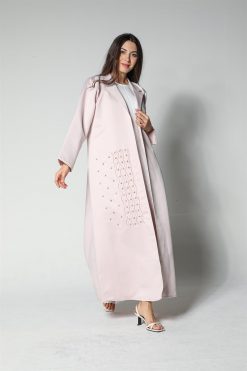 MOI012222 4 Embellished Pink Abaya