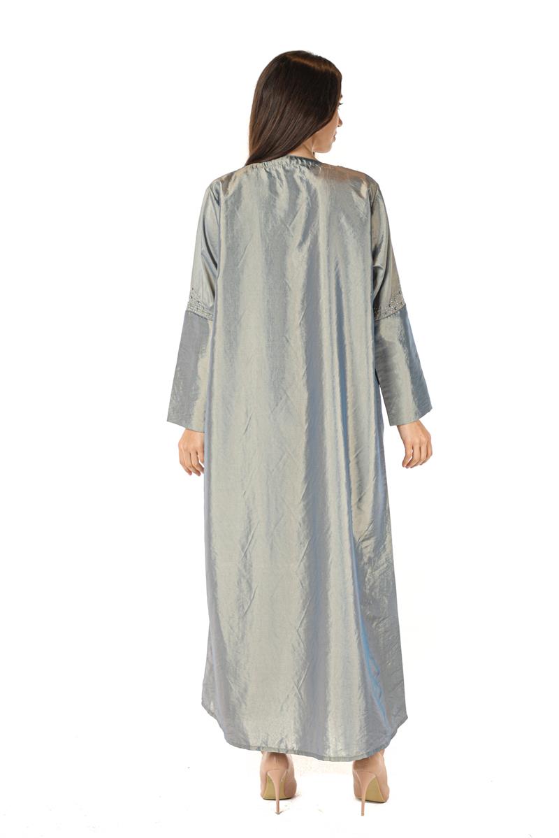 عباية تفيتا رمادية 3 Teffeta Grey Abaya - الصورة 3