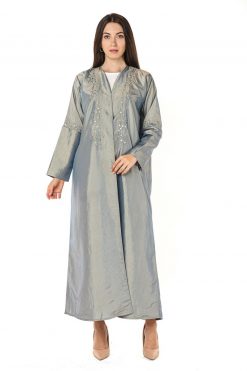 عباية تفيتا رمادية 9 MOI012224 4 Teffeta Grey Abaya