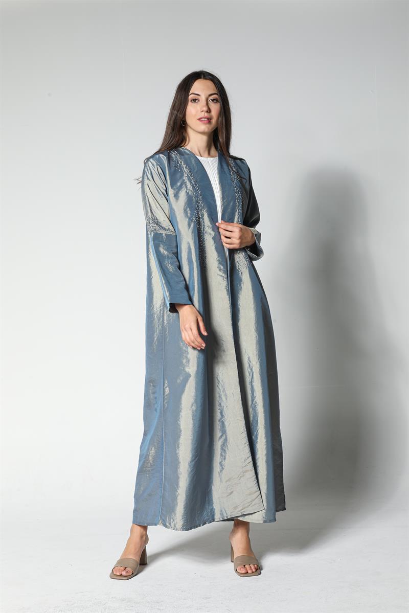 عباية تفيتا رمادية 5 Teffeta Grey Abaya - الصورة 5