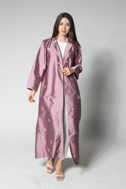 MOI012225 3 Satin Abaya With Embroidery