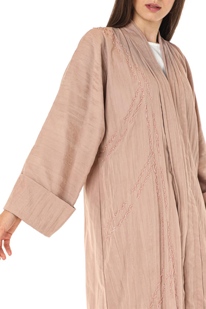 Pink Embroidered Abaya 3 Pink Embroidered Abaya - Image 3