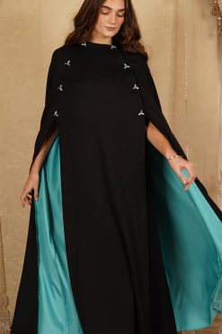 AJC 22105 3 Swarovski Cape Abaya