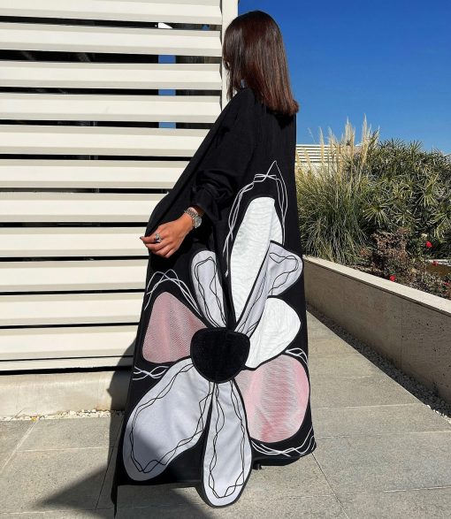 Black Flower Abaya