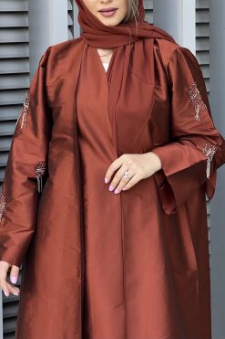 MOI032201 3 Taffeta Embroidered Abaya
