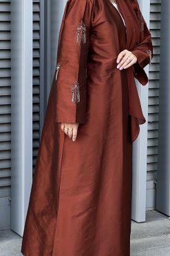 MOI032201 4 Taffeta Embroidered Abaya