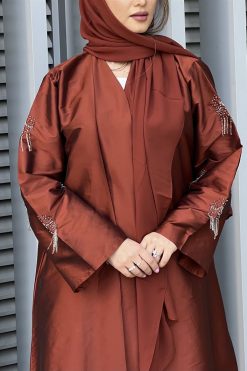 MOI032201 5 Taffeta Embroidered Abaya