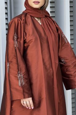 MOI032201 6 Taffeta Embroidered Abaya