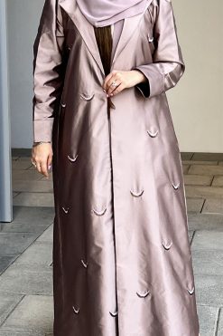 MOI032202 3 Pink Embroidered Abaya