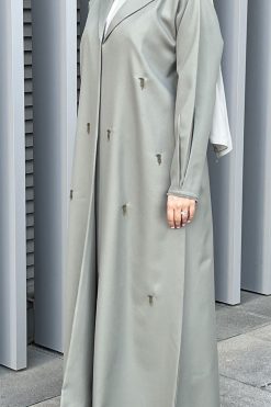 MOI032203 3 Polyester Grey Abaya