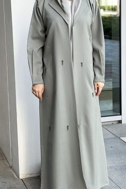MOI032203 4 Polyester Grey Abaya