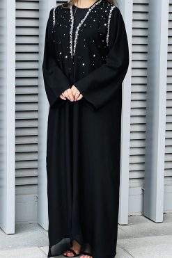 MOI032205 3 Crepe Embellished Abaya