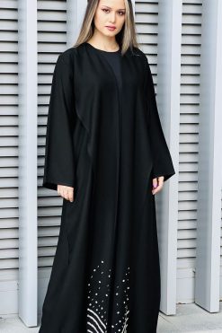 Embroidered Korean Nada Black Abaya