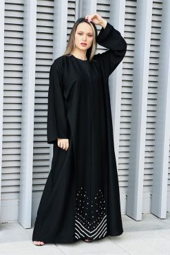 MOI032206 3 Embroidered Korean Nada Black Abaya