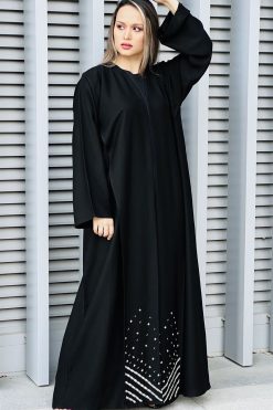 MOI032206 4 Embroidered Korean Nada Black Abaya