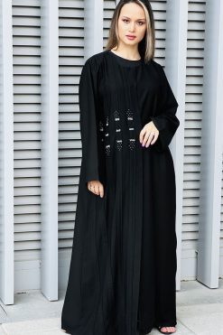 Black Korean Nada Embroidery Abaya