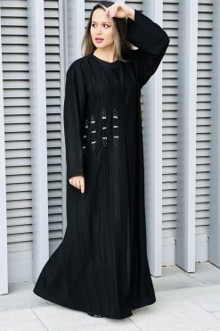 MOI032208 3 Black Korean Nada Embroidery Abaya