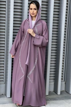 Mountbatten Pink Nada Embroidery Abaya