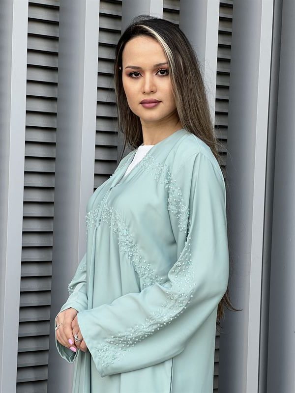 Blue Nada Embroidery Abaya 1 Blue Nada Embroidery Abaya