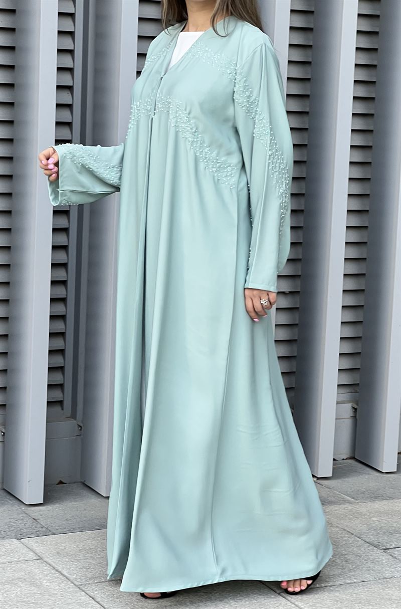 Blue Nada Embroidery Abaya 2 Blue Nada Embroidery Abaya - Image 2