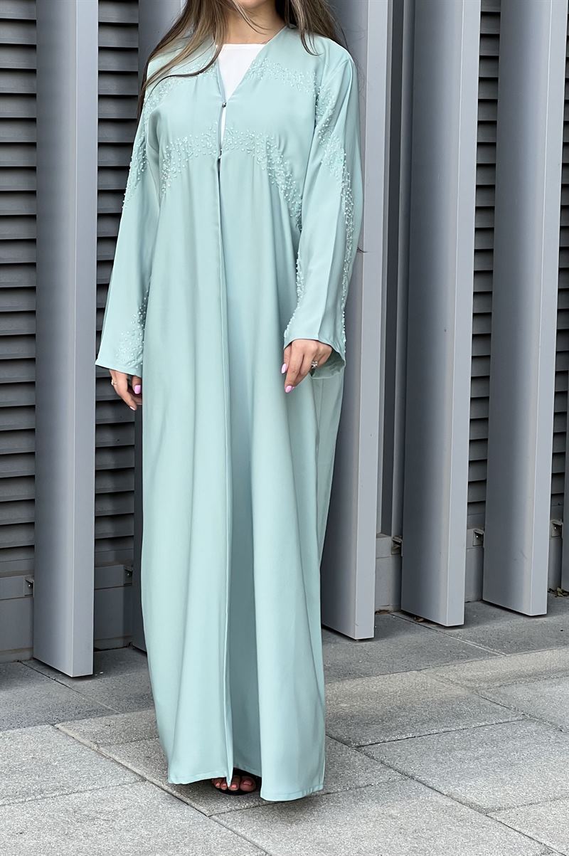Blue Nada Embroidery Abaya 3 Blue Nada Embroidery Abaya - Image 3