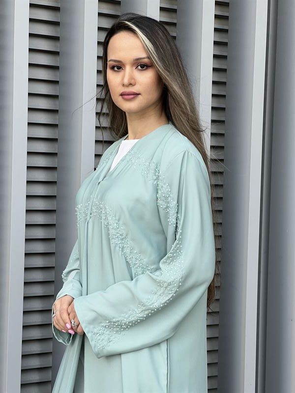 Blue Nada Embroidery Abaya 4 Blue Nada Embroidery Abaya - Image 4