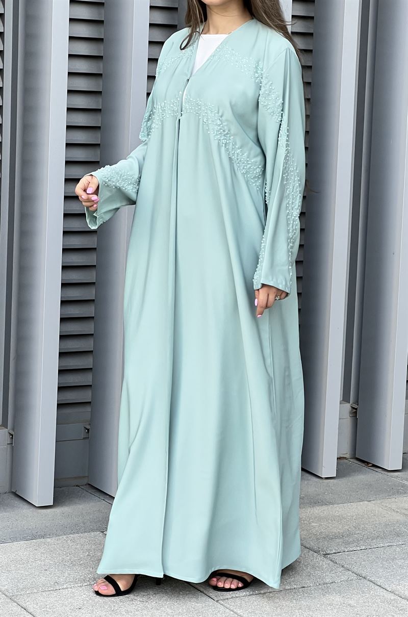 Blue Nada Embroidery Abaya 5 Blue Nada Embroidery Abaya - Image 5