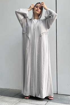 Grey Nada Embroidery Abaya