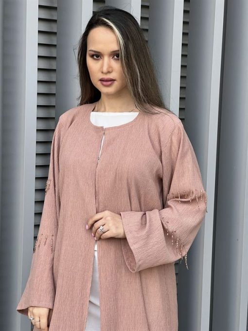 Pink Fukroo Embroidery Abaya