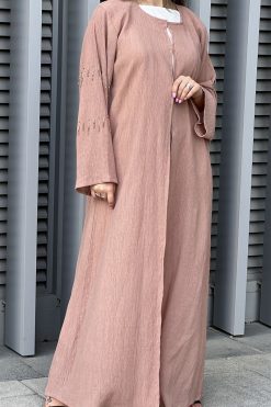 MOI032215 4 Pink Fukroo Embroidery Abaya