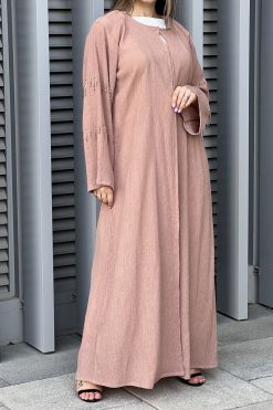 MOI032215 5 Pink Fukroo Embroidery Abaya