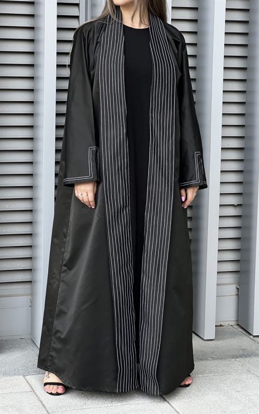 Black Victoria Satin Abaya