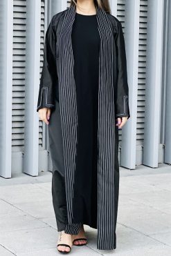 MOI032216 3 Black Victoria Satin Abaya