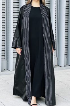 MOI032216 4 Black Victoria Satin Abaya